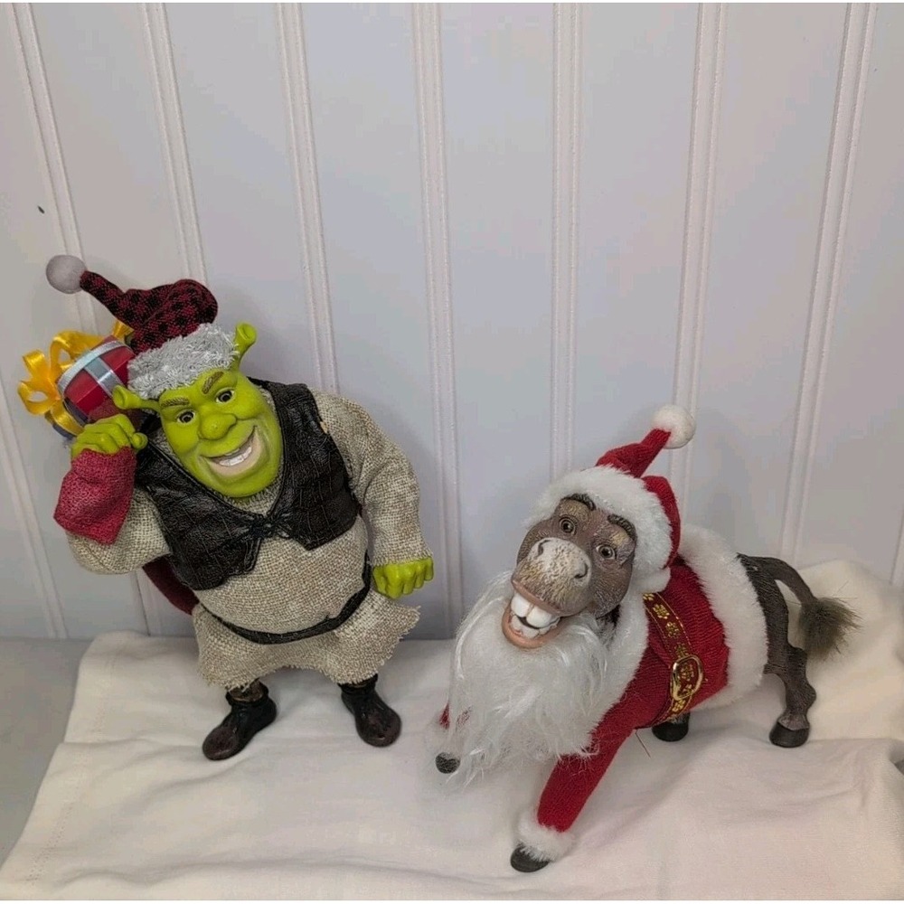 Shrek & Donkey Santa Figurines Christmas Kurt S Adler Retired Collectors 2007